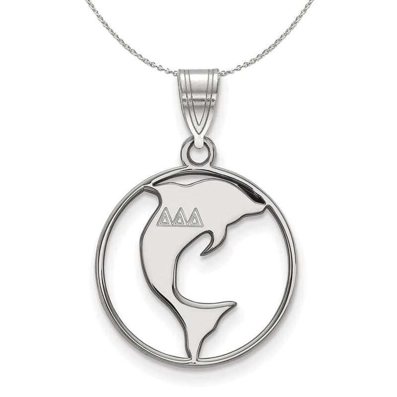 Sterling Silver Delta Delta Delta Medium Circle Necklace  18 Inch